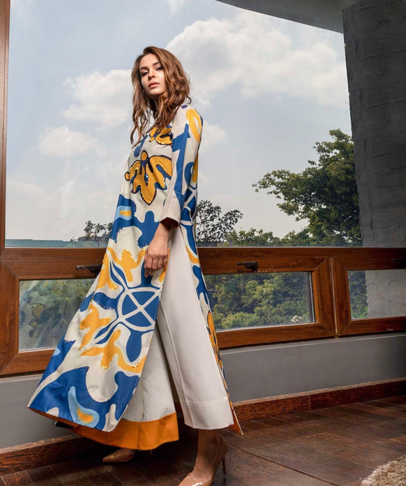 Unstitched 2pcs Long Shirt & Trouser Set - UN-809