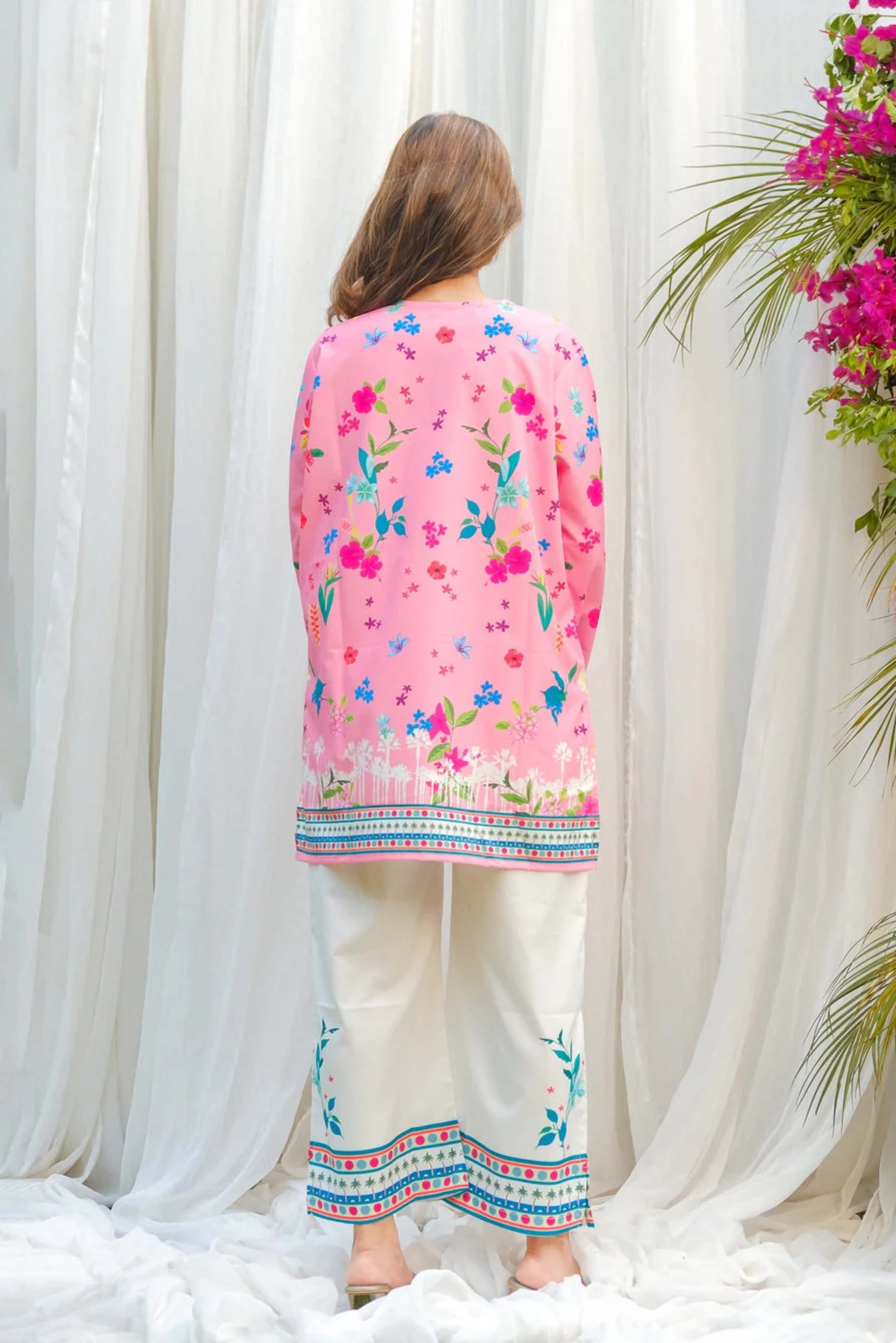 Pink Trendy Dananeer Co-Ord Set | Digital Printed 803