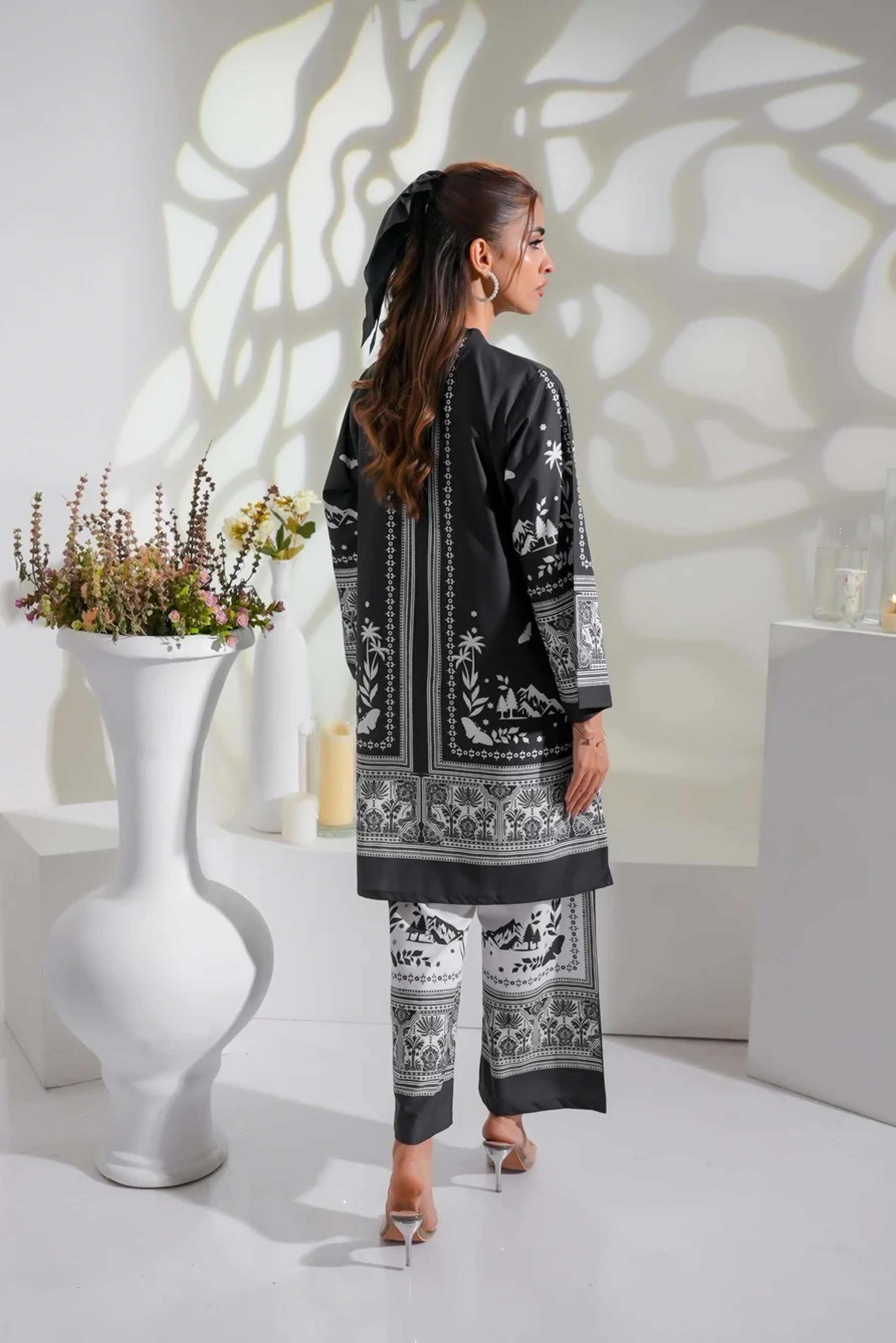 Monochrome Co-Ord Set 2Pc Digital Printed - 819