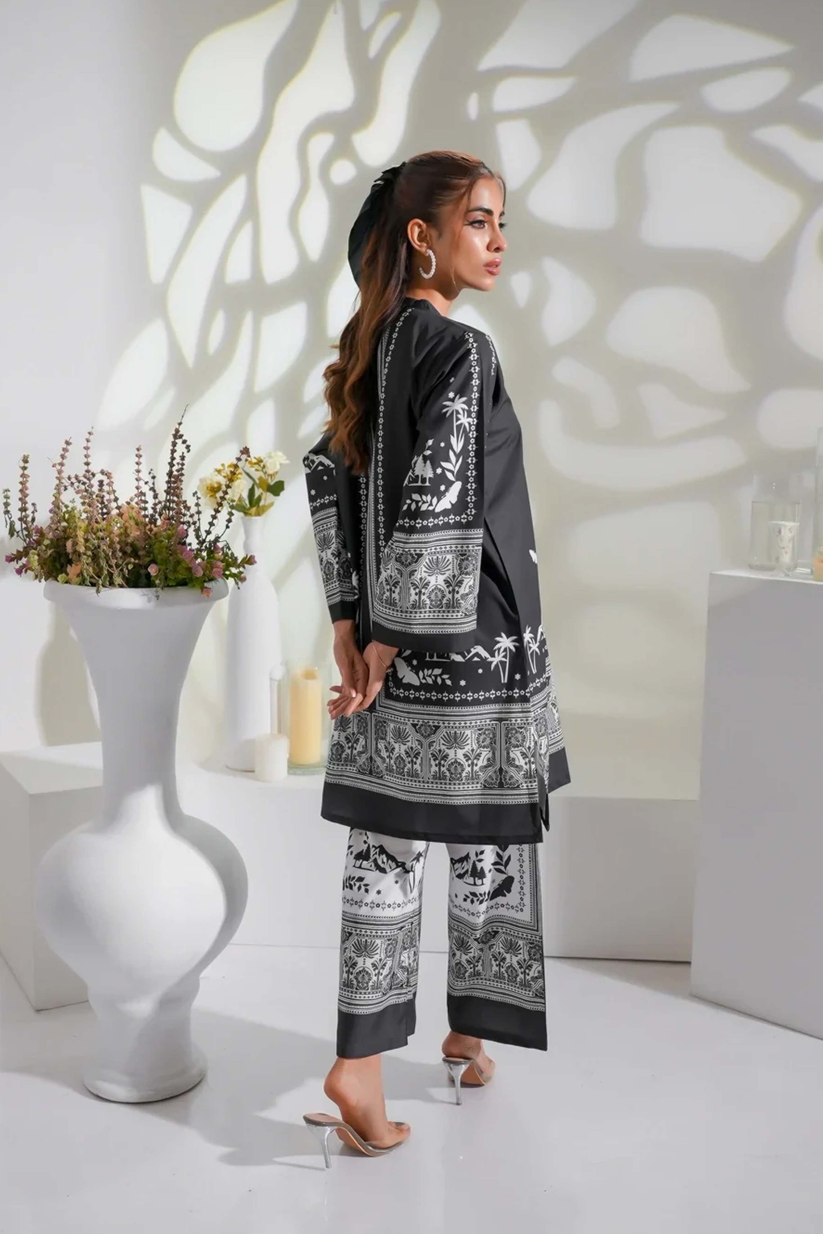 Monochrome Co-Ord Set 2Pc Digital Printed - 819