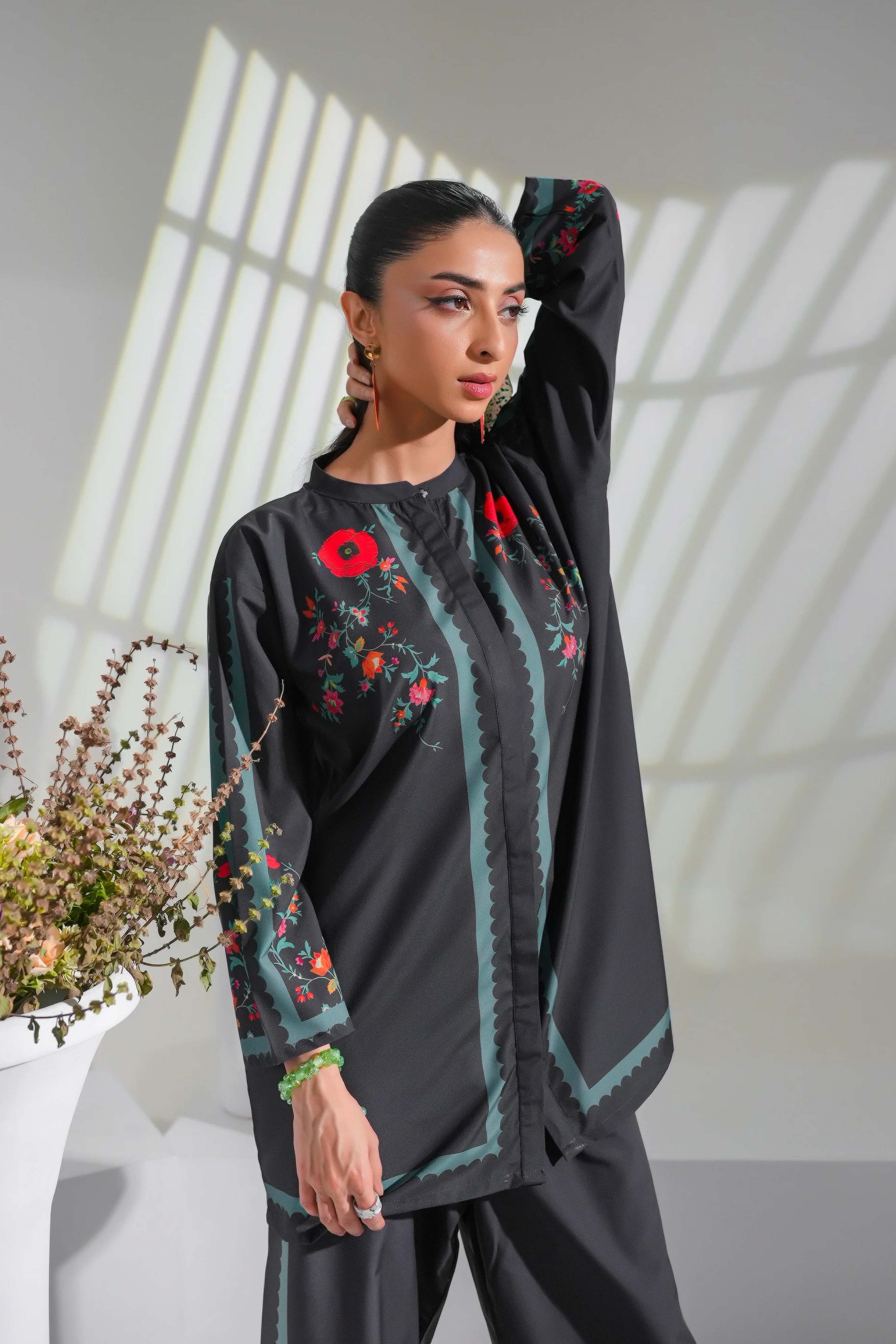 Trending Black Co-Ord Set Digital Printed - 822