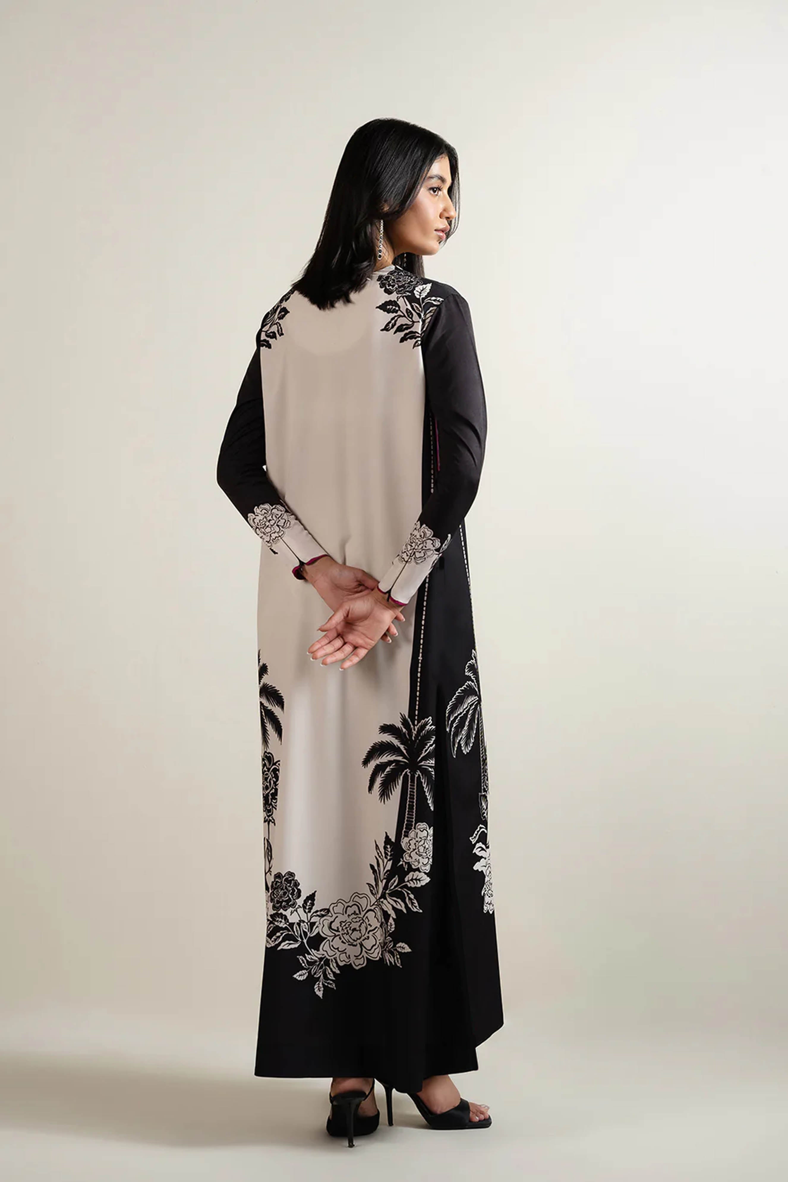 LULU Best Selling Printed Dress In Black Color 2Pcs - 827