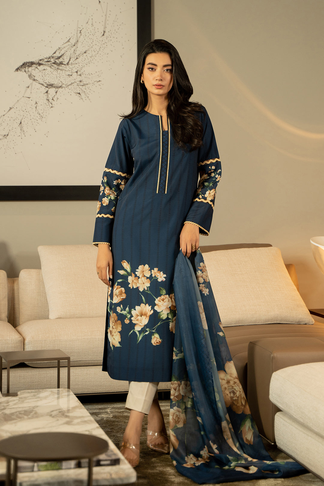Long Length Printed Dress 2PC - 863