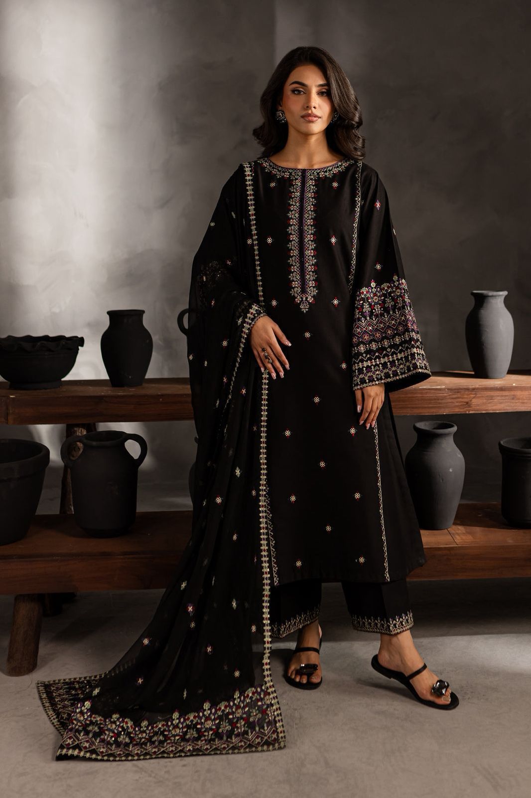 Regal Dhank Embroidered 3-Piece Winter Set