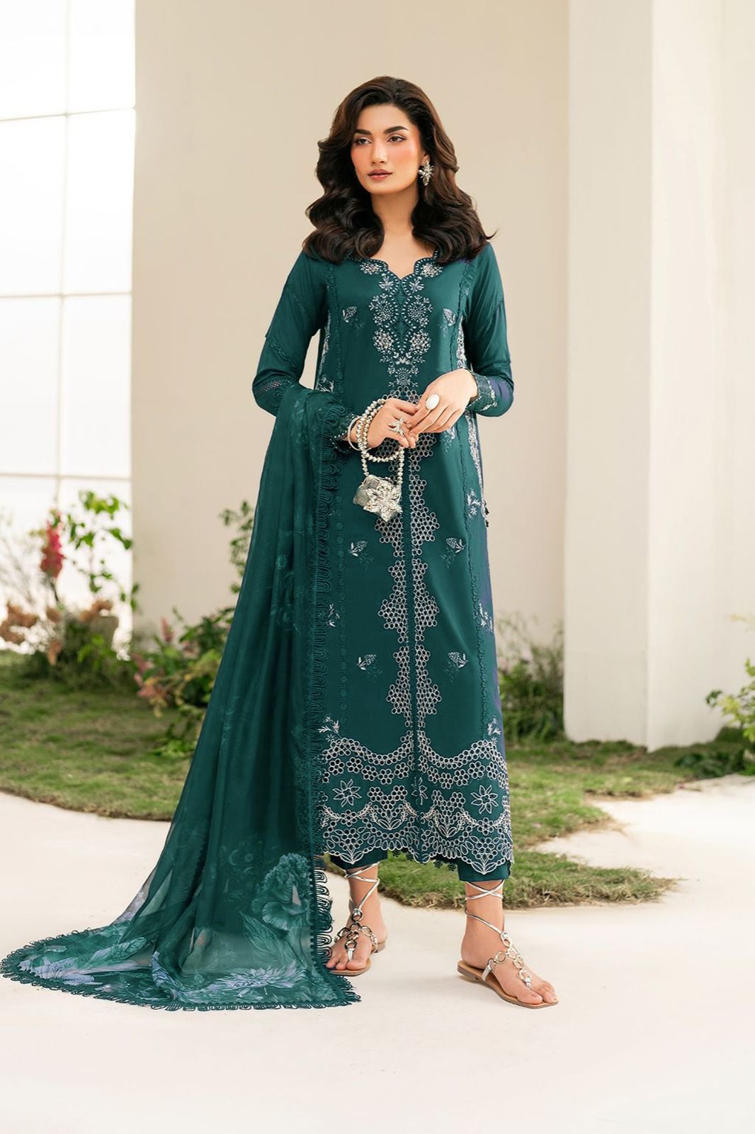 Royal Charm Embroidered Wool Shawl 3-Piece Set